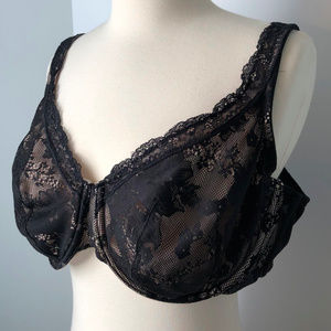 Cacique Full Coverage Lace Bra Black Nude 42DD